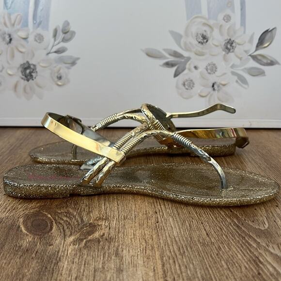 Lilly Pulitzer Gold Glitter Jelly Thong Sandals Women’s Size 5 - Picture 11 of 12